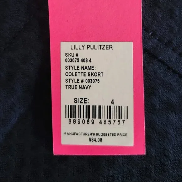 Lilly Pulitzer Women's Collette Scallop navy Skort Size 4 $84 price tag new tags - Picture 2 of 7